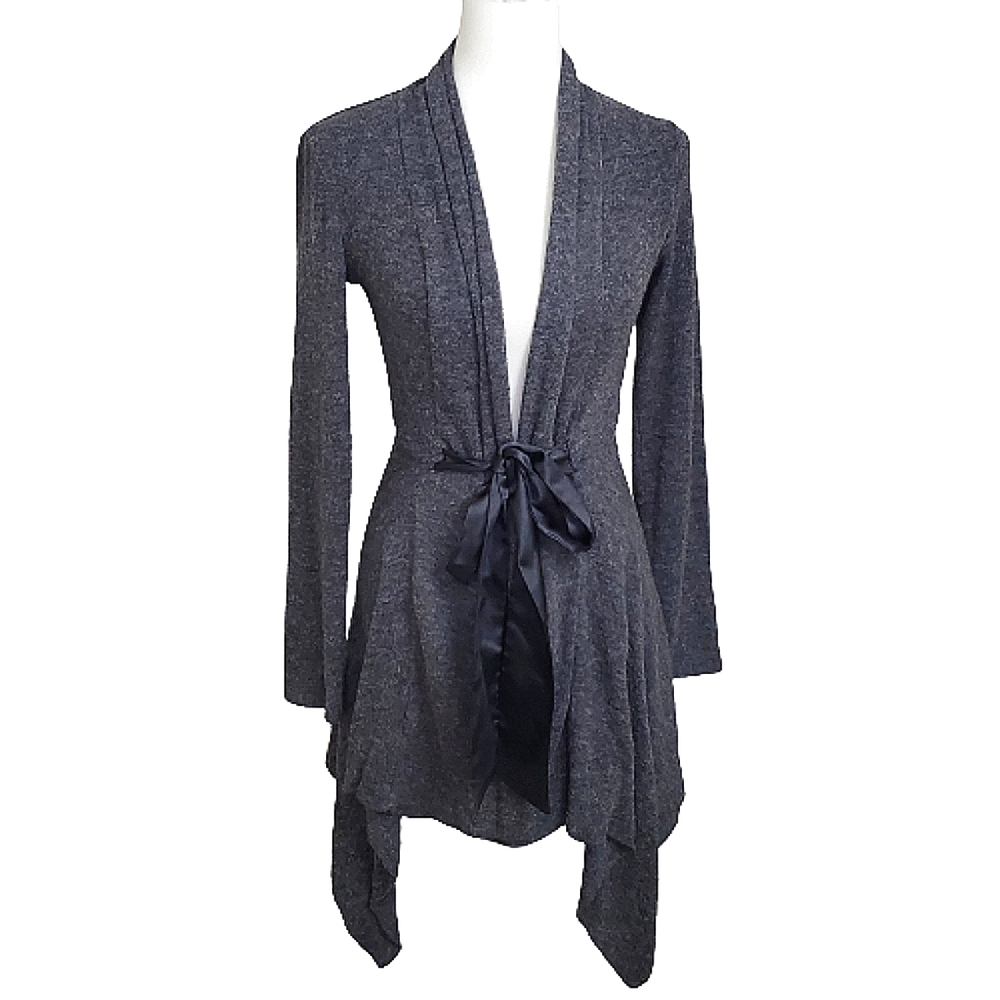 Studio Y Tie Waist Side Tail Long Cardi